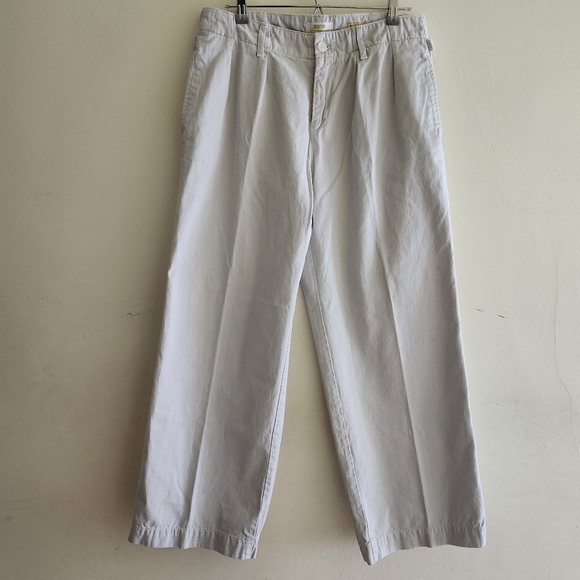 Maeve Classic Wide Leg Khaki Pleated Cotton Pants Size 8 - Picture 1 of 8